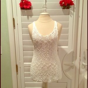 Sexy White Crochet Racerback Tank Top